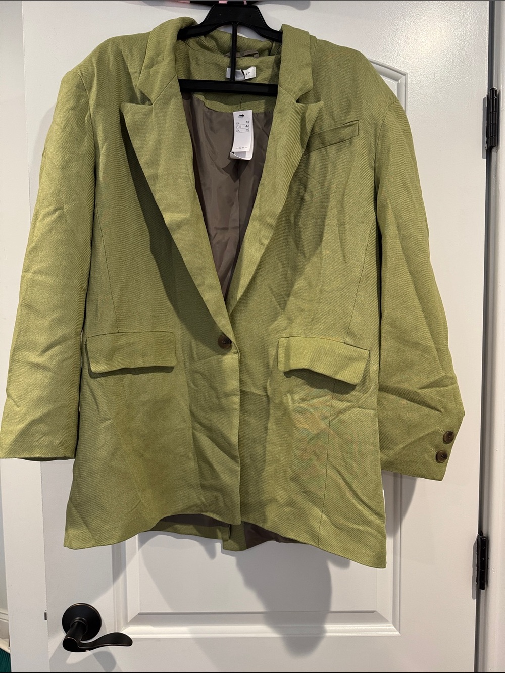 Topshop Light Olive Green Single-Button Blazer